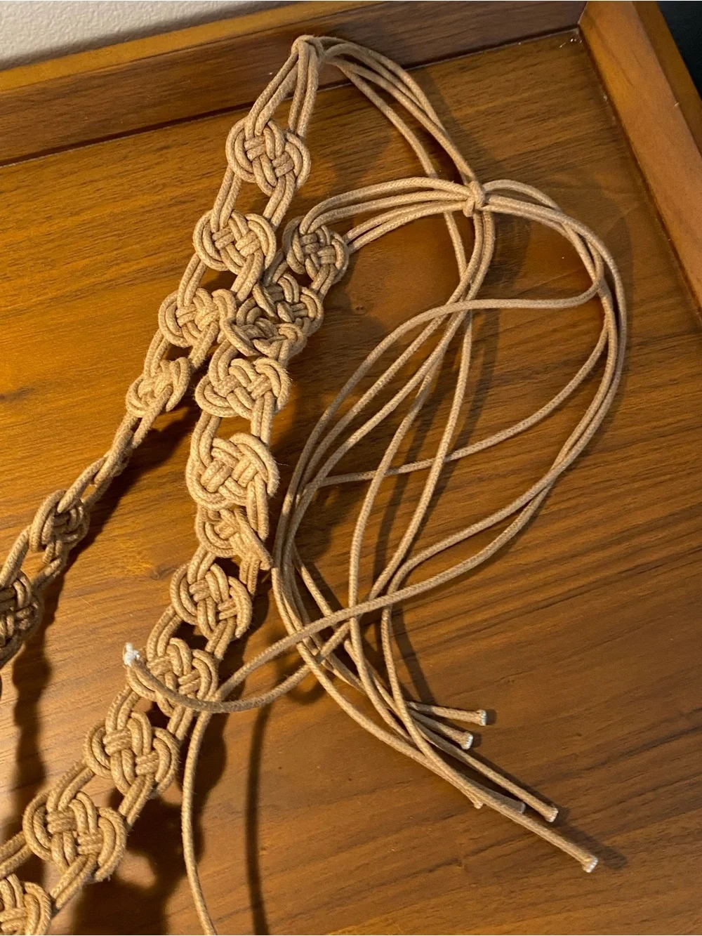 Zara Braided Macramé Waist Belt in Tan